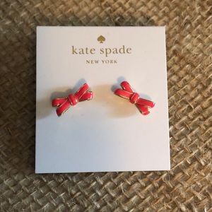 Kate spade coral and gold bow post earrings